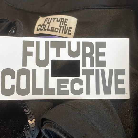 Future Collective Black Sequin Kahlana Barfield Brown Button Down Shirt 2X NWT - Picture 10 of 13